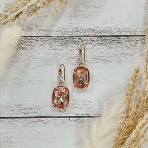 Pink and Gold Drop Earrings with Intricate Detailing